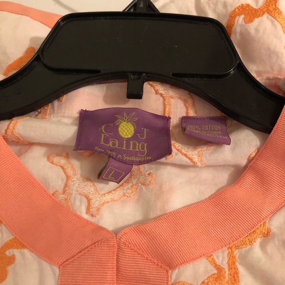 CJ Laing Embroidered Tunic Top White Peach L - Picture 6 of 6